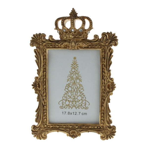 WERNS Portafoto Royal con Corona Oro 13x18cm Resina