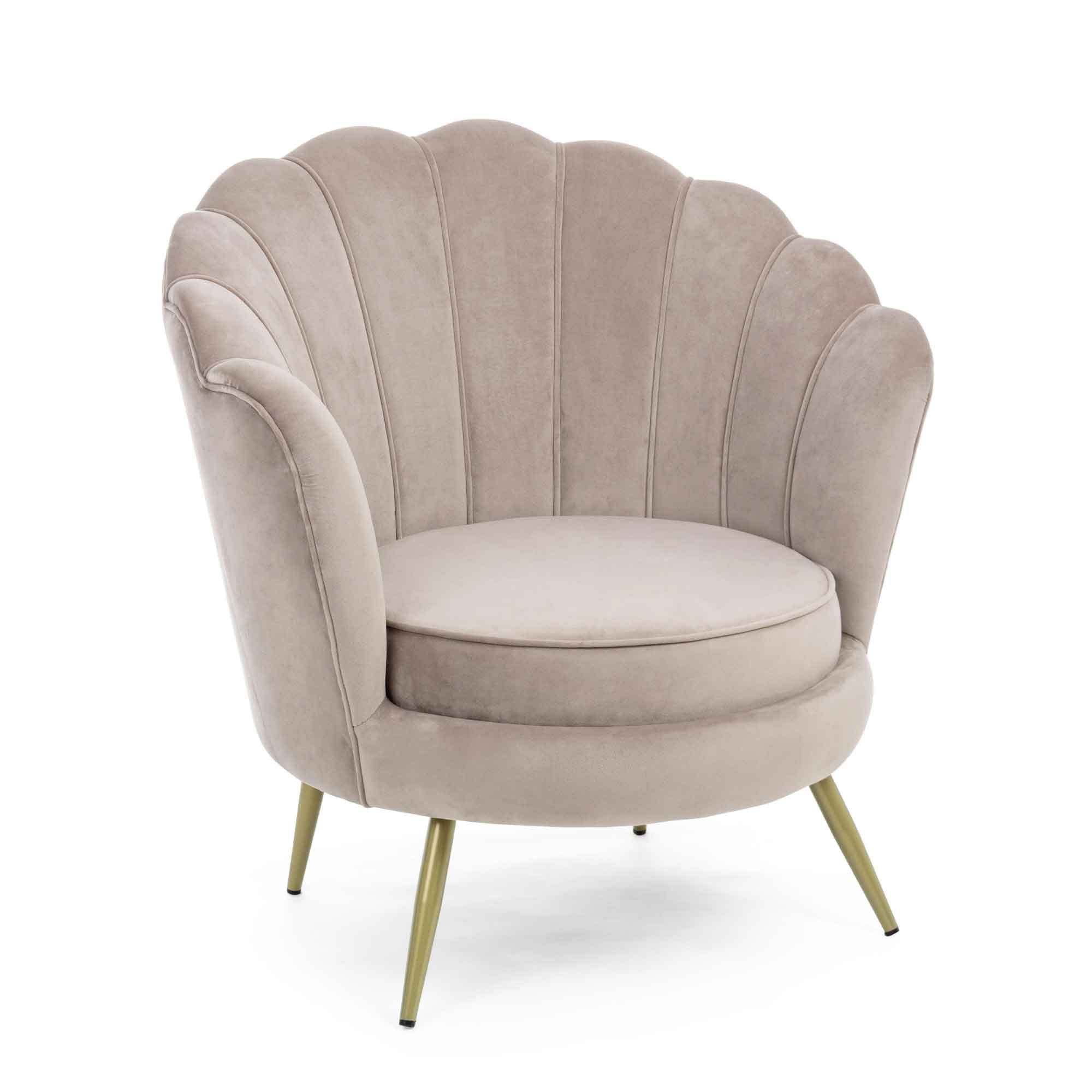 BIZZOTTO Giliola Armchair Light Gray Living Room Velvet 84cm 0743683