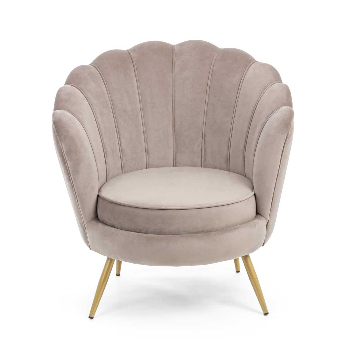 BIZZOTTO Giliola Armchair Light Gray Living Room Velvet 84cm 0743683