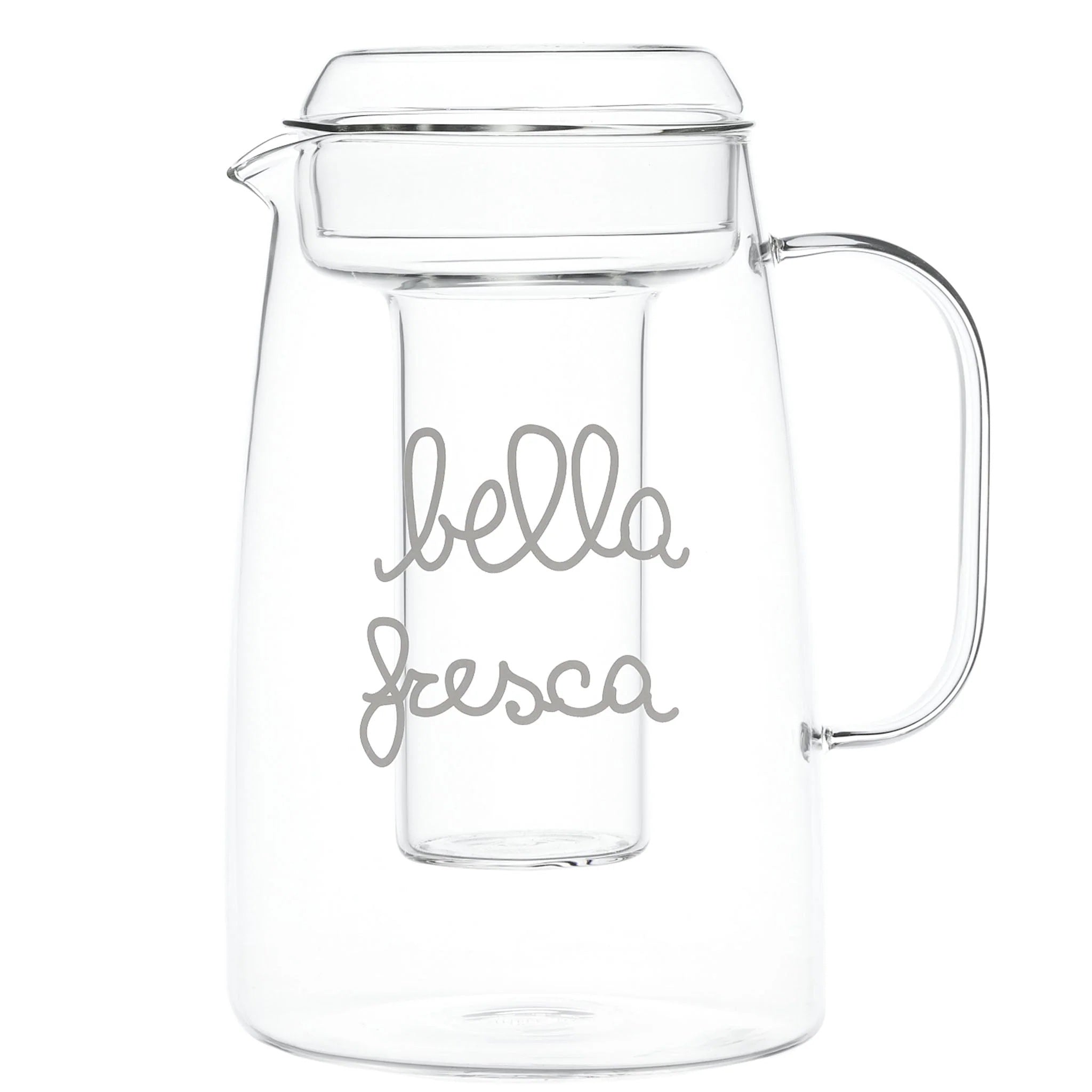 SIMPLE DAY Bella Fresca Glass Jug Carafe with Ice Bucket 2 Liters