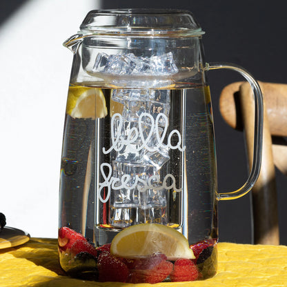 SIMPLE DAY Bella Fresca Glass Jug Carafe with Ice Bucket 2 Liters