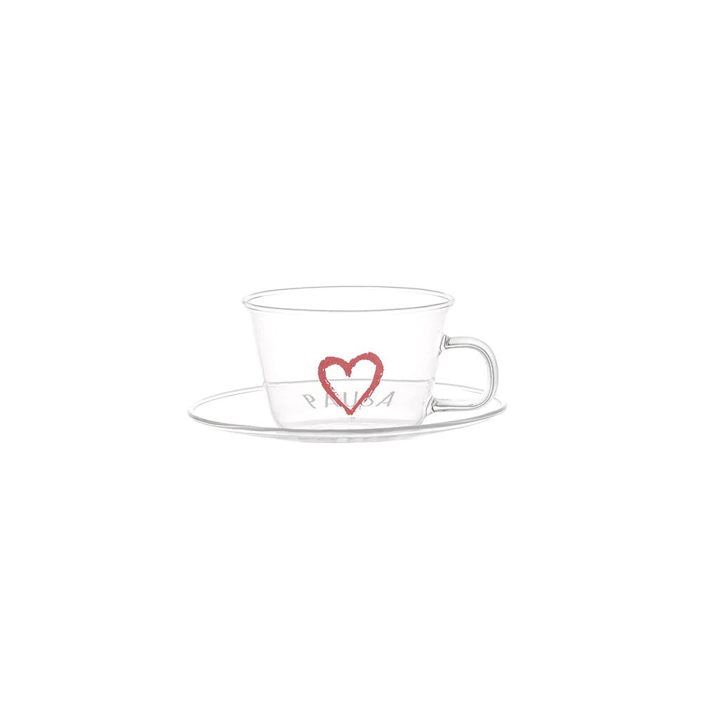 SIMPLE DAY Coffee Cup with Saucer Set 2 Pieces Coffee Break 100ml Glass