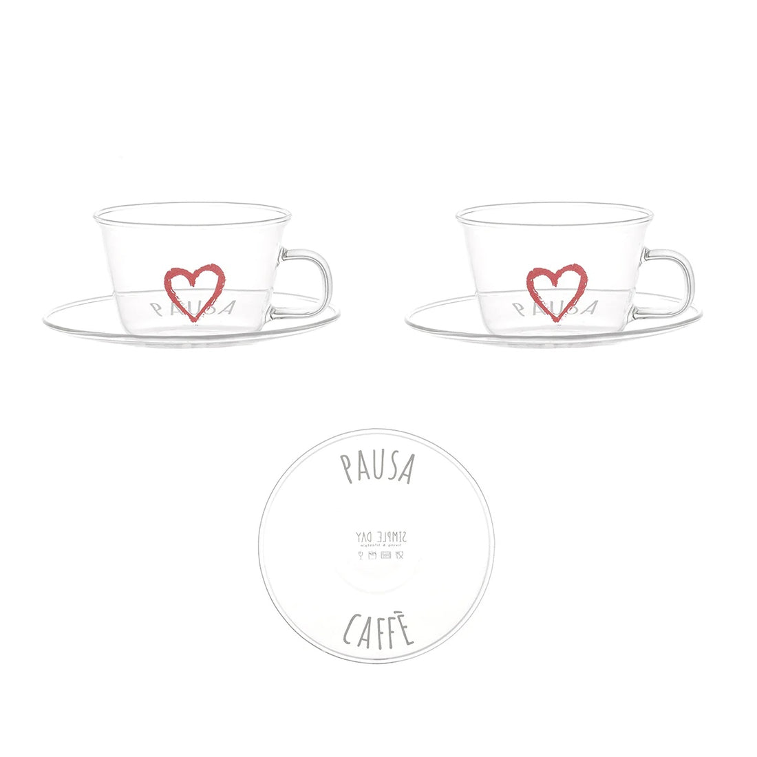 SIMPLE DAY Coffee Cup with Saucer Set 2 Pieces Coffee Break 100ml Glass