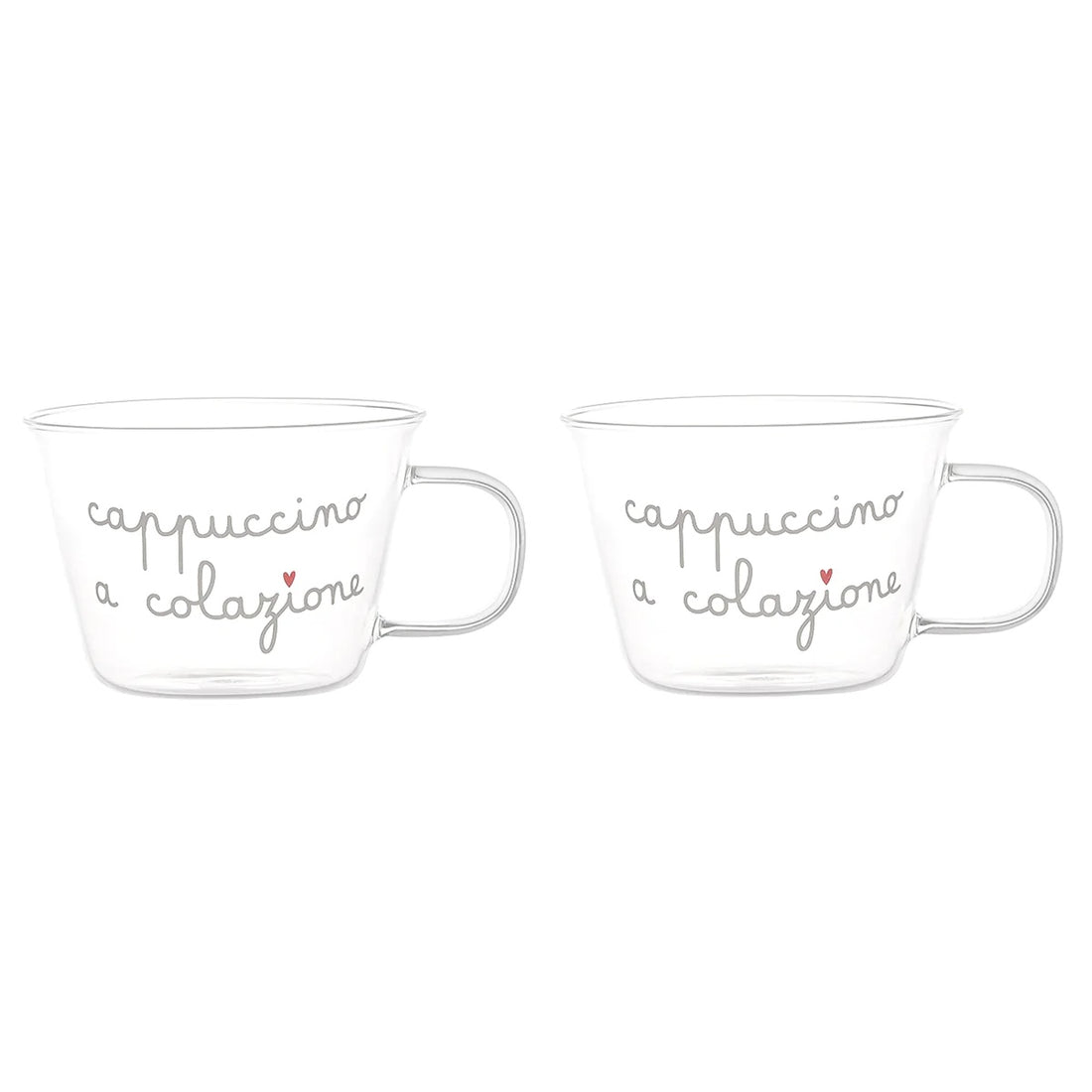 SIMPLE DAY Tea or Cappuccino Cup Set 2 Pieces for Breakfast 280ml Glass