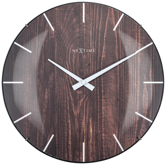 NEXTIME - Orologio da Parete Edge Wood Dome Scuro 35cm