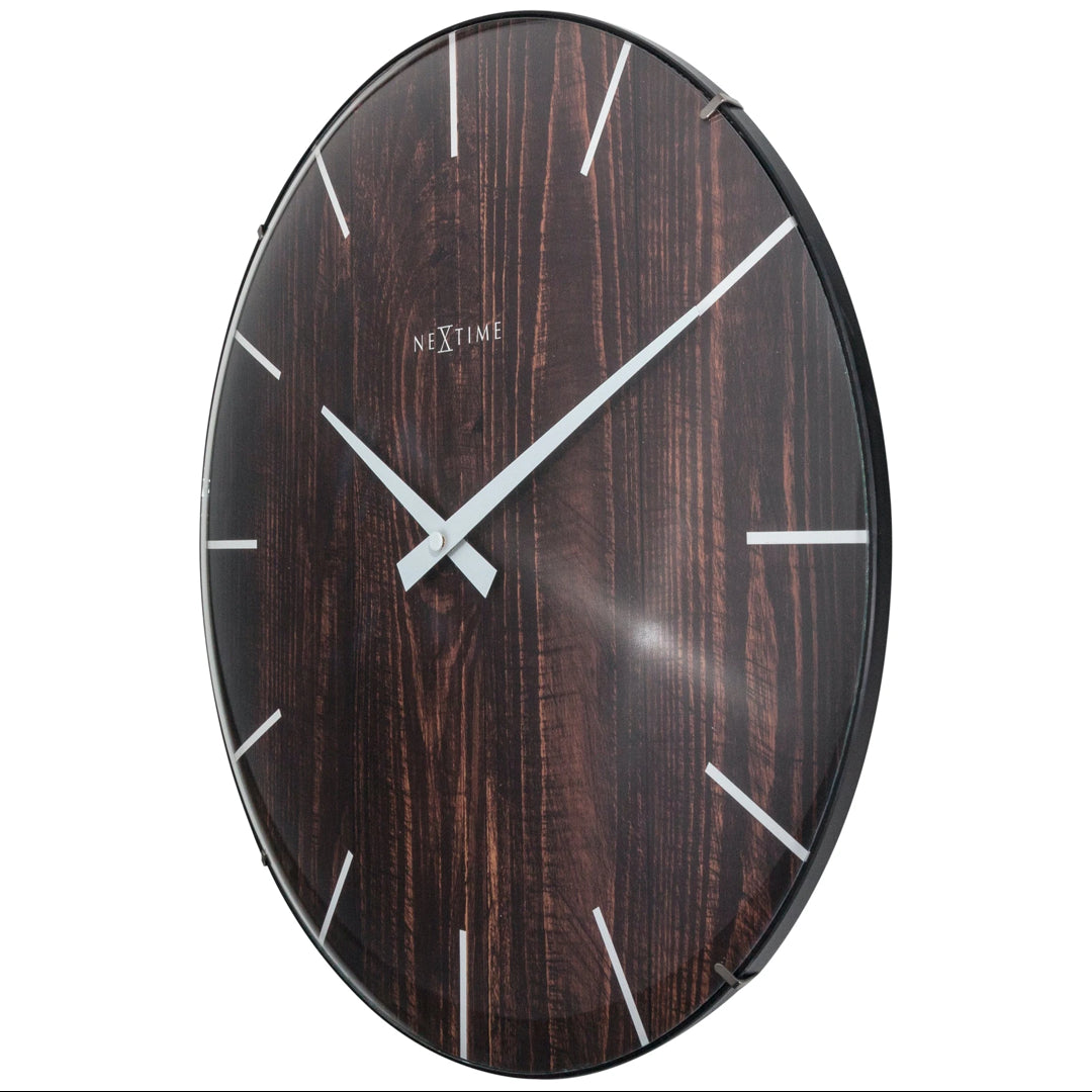 NEXTIME - Orologio da Parete Edge Wood Dome Scuro 35cm