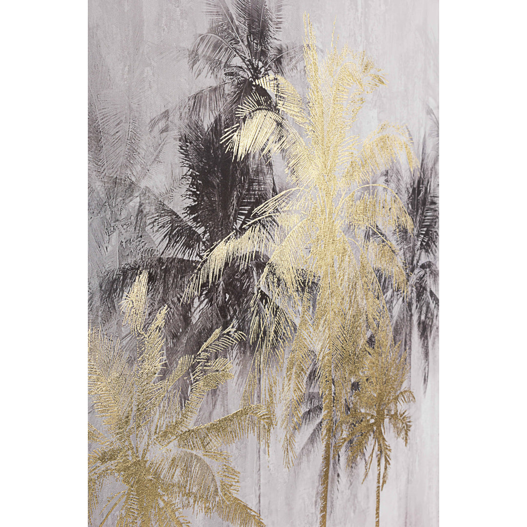 BIZZOTTO - Quadro Dipinto a Mano Olio Palme Oro 122,5x62,5cm