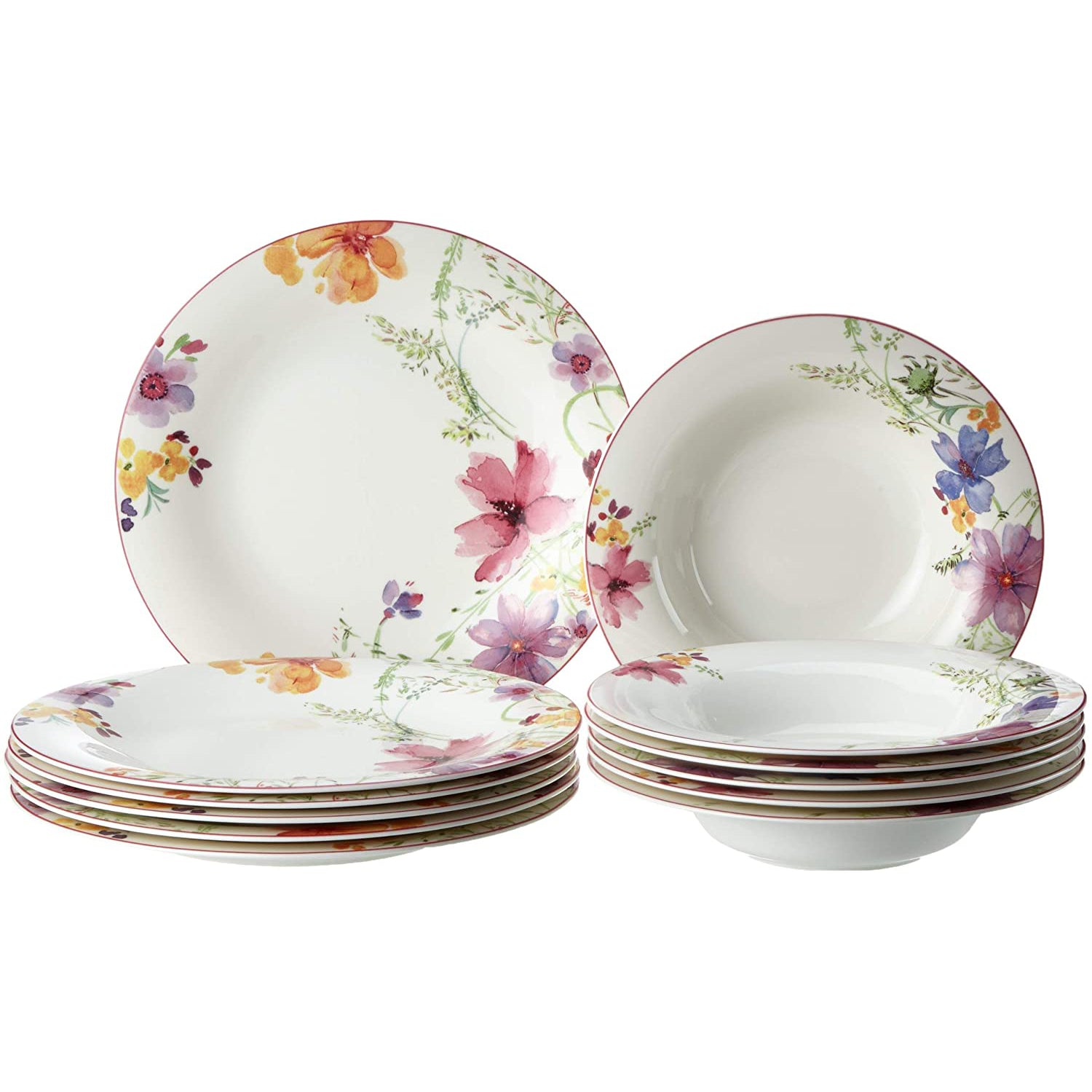 VILLEROY &amp; BOCH - Mariefleur Servizio Tavola Piatti 12 Pezzi 6x Piatto Fondo 6x Piatto Piano