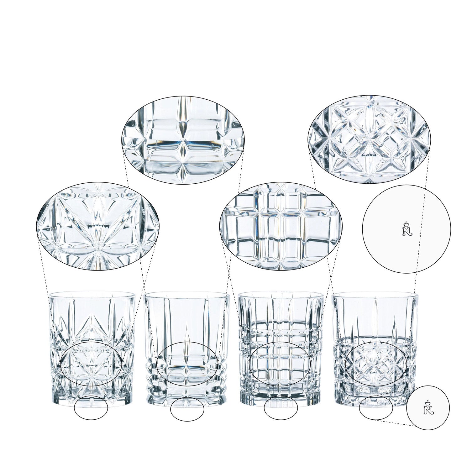 NACHTMANN Highland Whiskey Tumbler Glass Set 4 Pieces 345ml Crystal