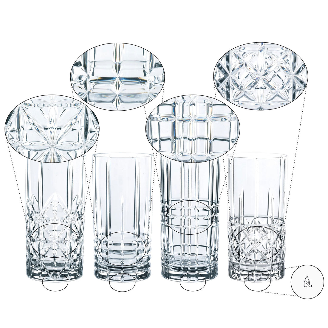 NACHTMANN Highland Bicchieri Longdrink Cocktail Set 4 Pezzi 445ml Cristallo