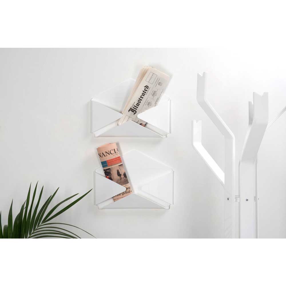 iPLEX Epistle Shelf Plexiglass PMMA White 37x27cm Magazine Holder Pocket Empty