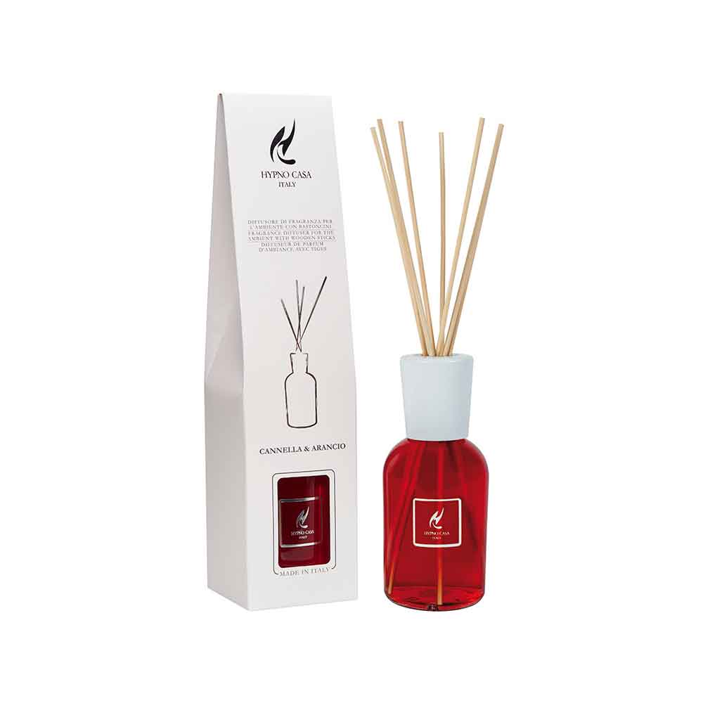 HYPNO CASA - Diffuser Air Freshener with Cinnamon and Orange Sticks Eco 250ml