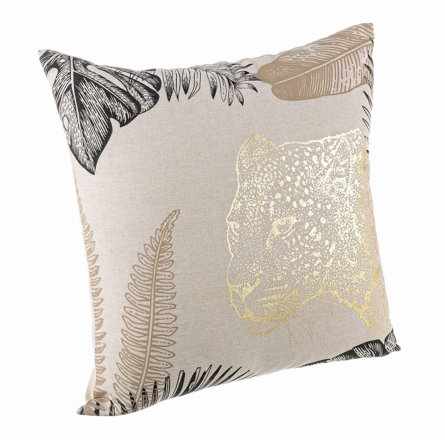 BIZZOTTO Jungle Cushion Leopard White Gold 45cm Linen 0462983