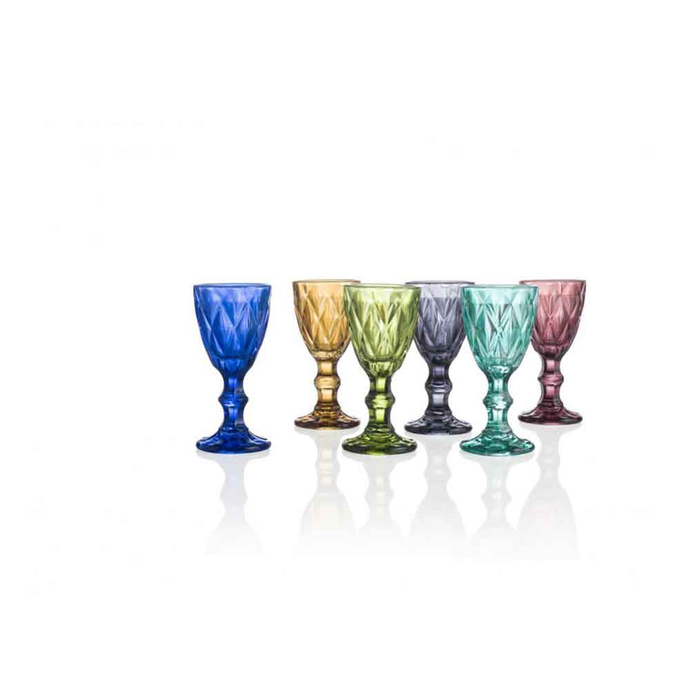 BRANDANI Diamante Set 6 Pieces Liquorino Glass Colored Glass