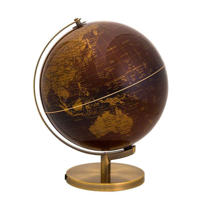 BRANDANI World Map Lamp Black Gold PVC Metal 38cm