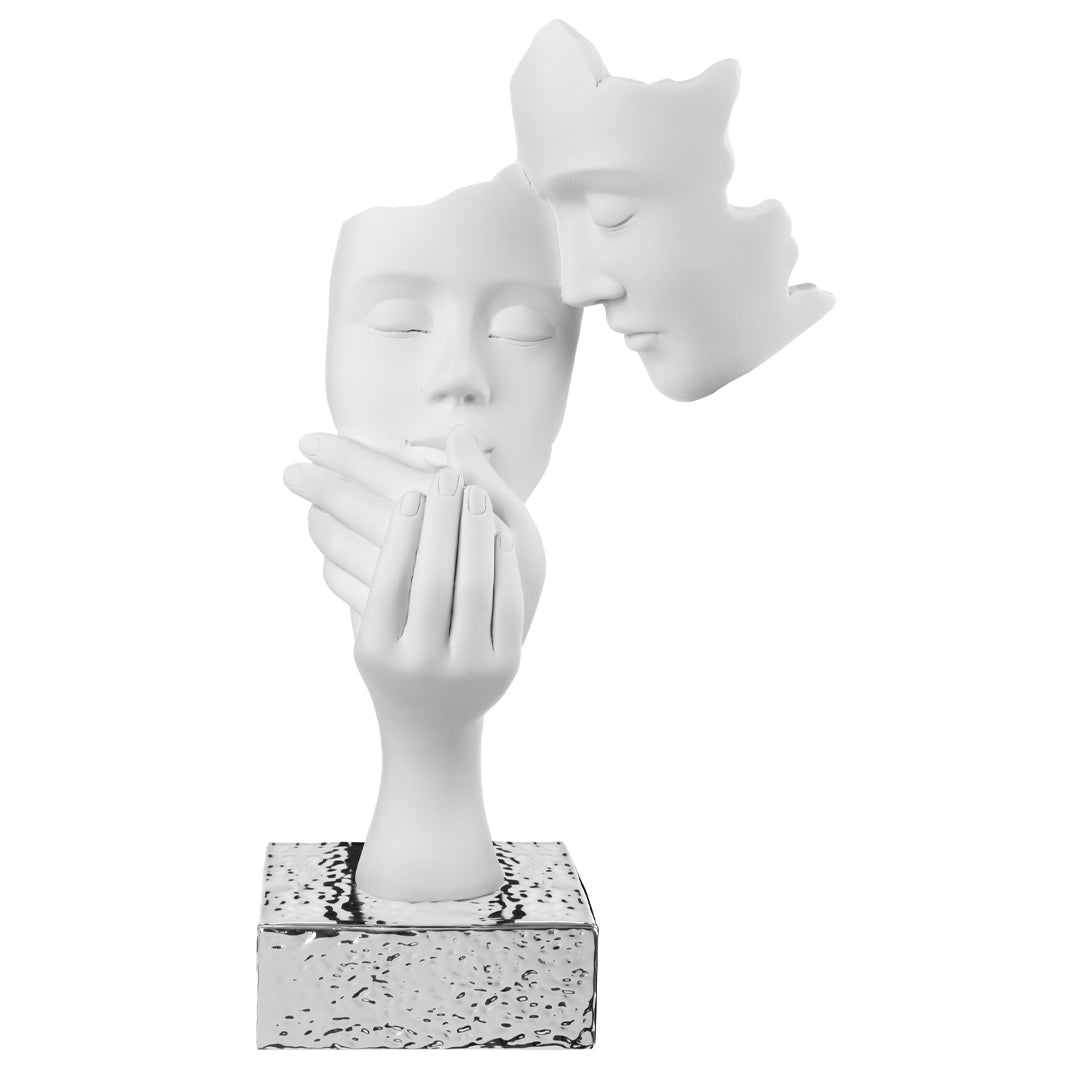 BONGELLI PREZIOSI Statue Sculpture Couple Face White with Silver base 39cm