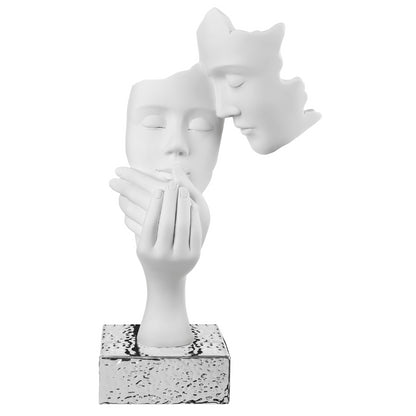 BONGELLI PREZIOSI Statue Sculpture Couple Face White with Silver base 39cm