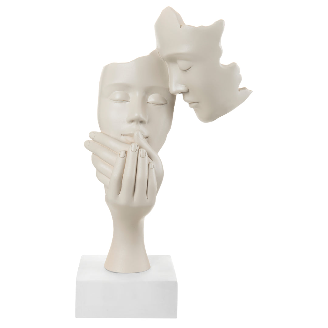 BONGELLI PREZIOSI - Scultura Statua Coppia Face Nocciola 39cm Marmorino