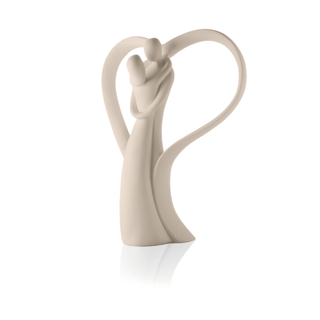 BONGELLI PREZIOSI - Statua Figura Innamorati Cuore Nocciola 39cm, Marmorino