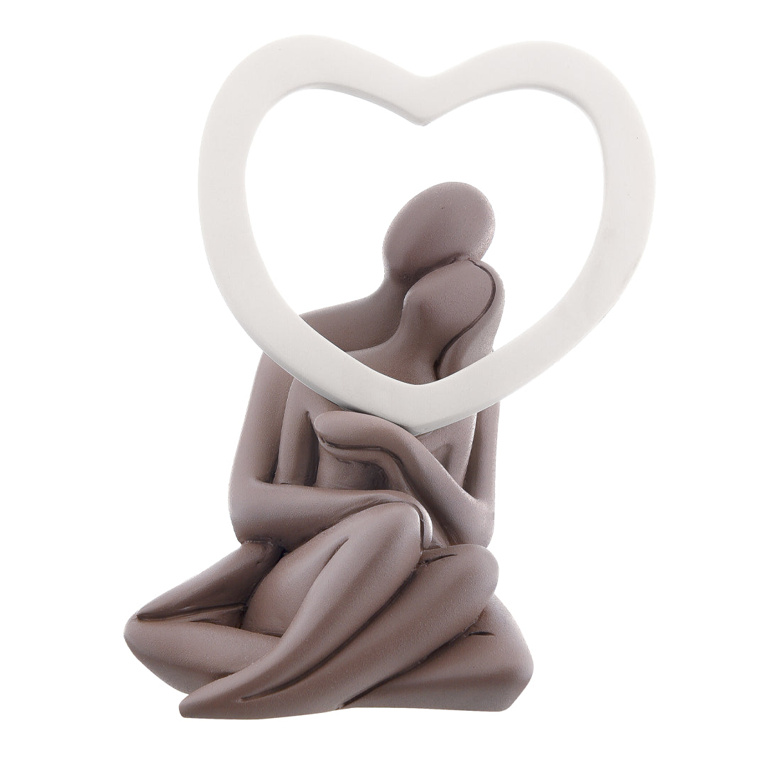 BONGELLI PREZIOSI - Figura Statuina Coppia Cuore Tortora 13cm, Marmorino ME1325/T