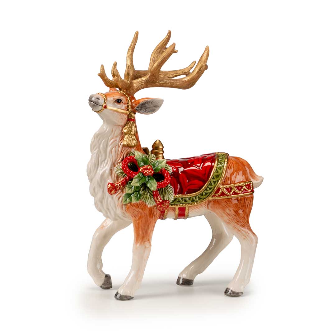 FITZ &amp;amp; FLOYD - Figure Reindeer Figurine 22xH32cm Christmas Decoration in Porcelain