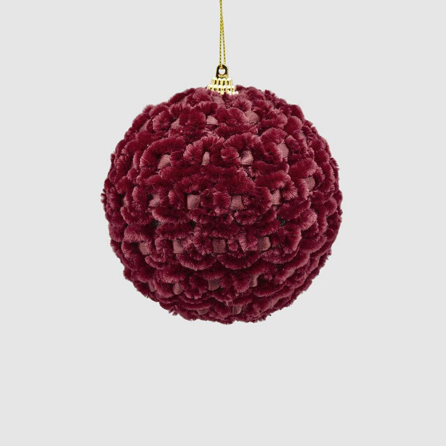 EDG Enzo De Gasperi Addobbo Sfera Pallina per Albero di Natale in Velluto 10cm Burgundy