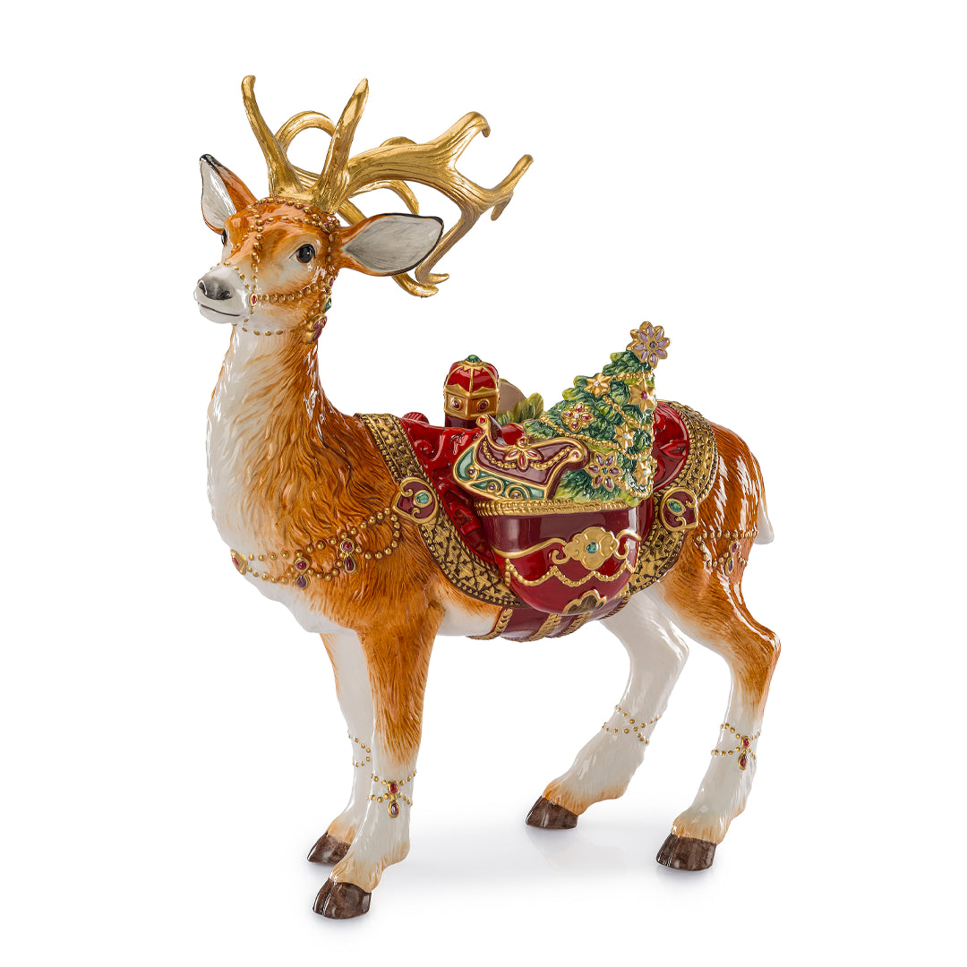 FITZ &amp;amp; FLOYD - Reindeer Statue Figure 42cm Christmas Decoration in Porcelain