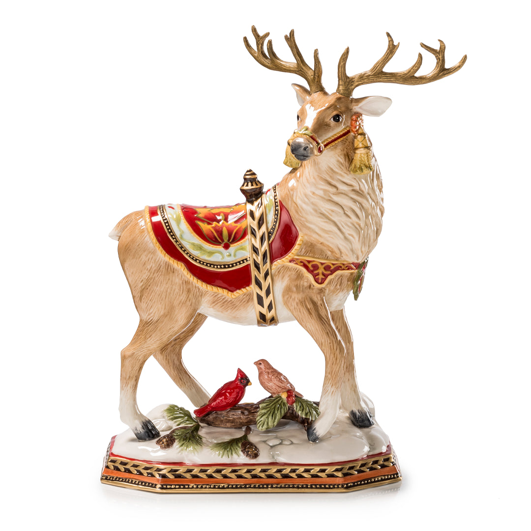 FITZ &amp; FLOYD - Figura Statua Decorazione Renna 38cm Porcellana Natale