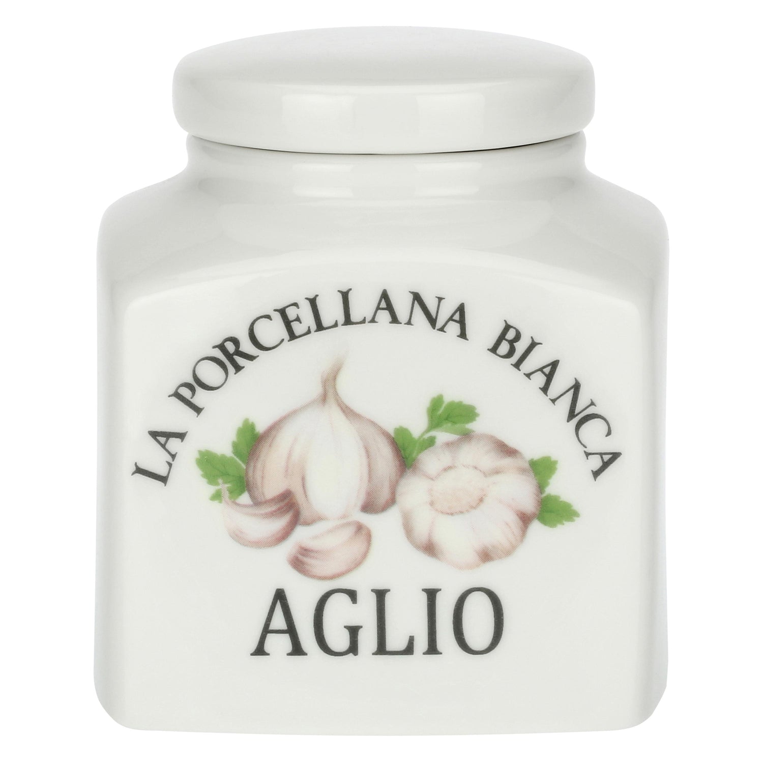 LA PORCELLANA BIANCA Conserva Barattolo Contenitore Deco Aglio 0,5L Bianco Porcellana