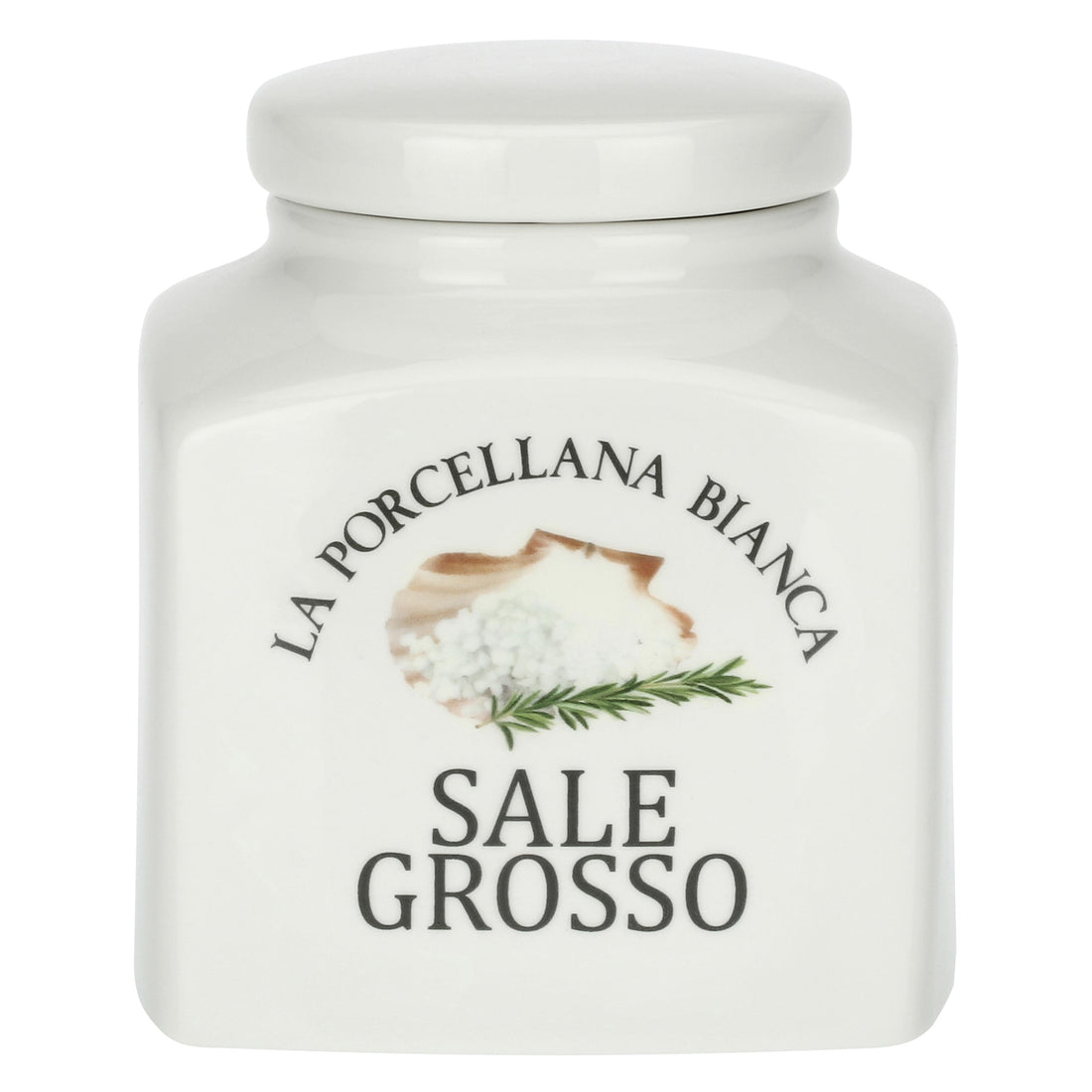 LA PORCELLANA BIANCA Conserva Barattolo Contenitore Sale Grosso 1,1L Bianco Porcellana