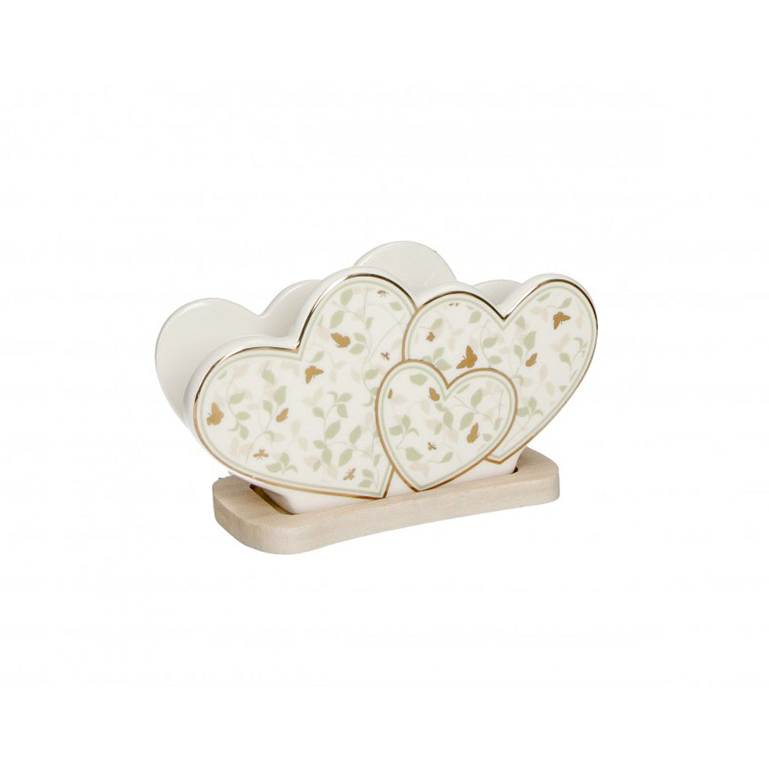 BRANDANI - Golden Wings Heart Napkin Holder porcelain