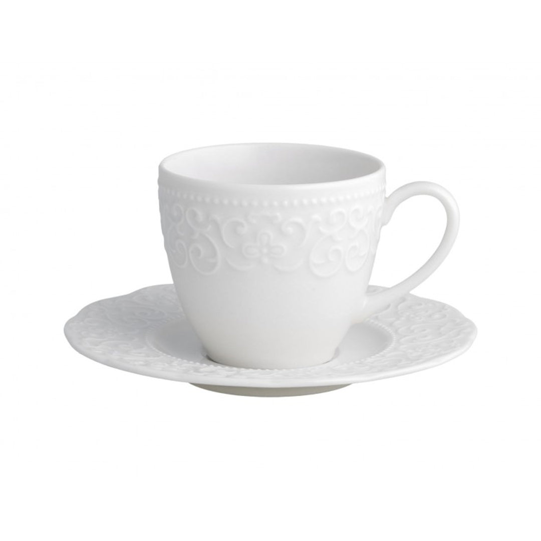 BRANDANI - Gran Gala Tazza Tè con Piattino  Set 6 Pezzi Porcellana