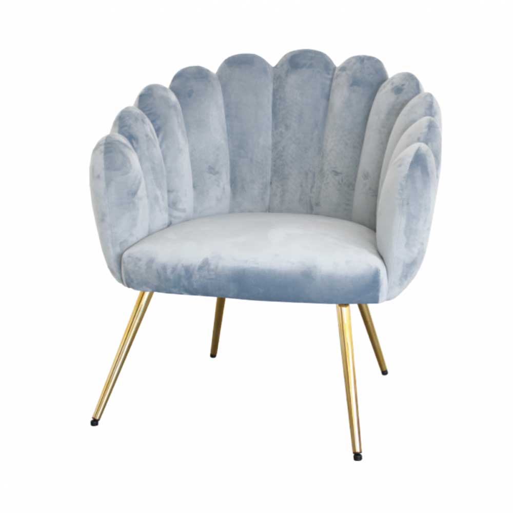 BRANDANI - Conchiglia Armchair Avio Velvet Living Room Living Room Gold Legs