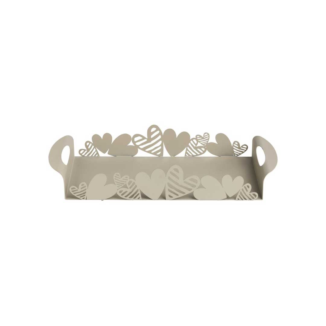 BRANDANI - Batticuore Taupe Metal Tray 41x20cm 53995