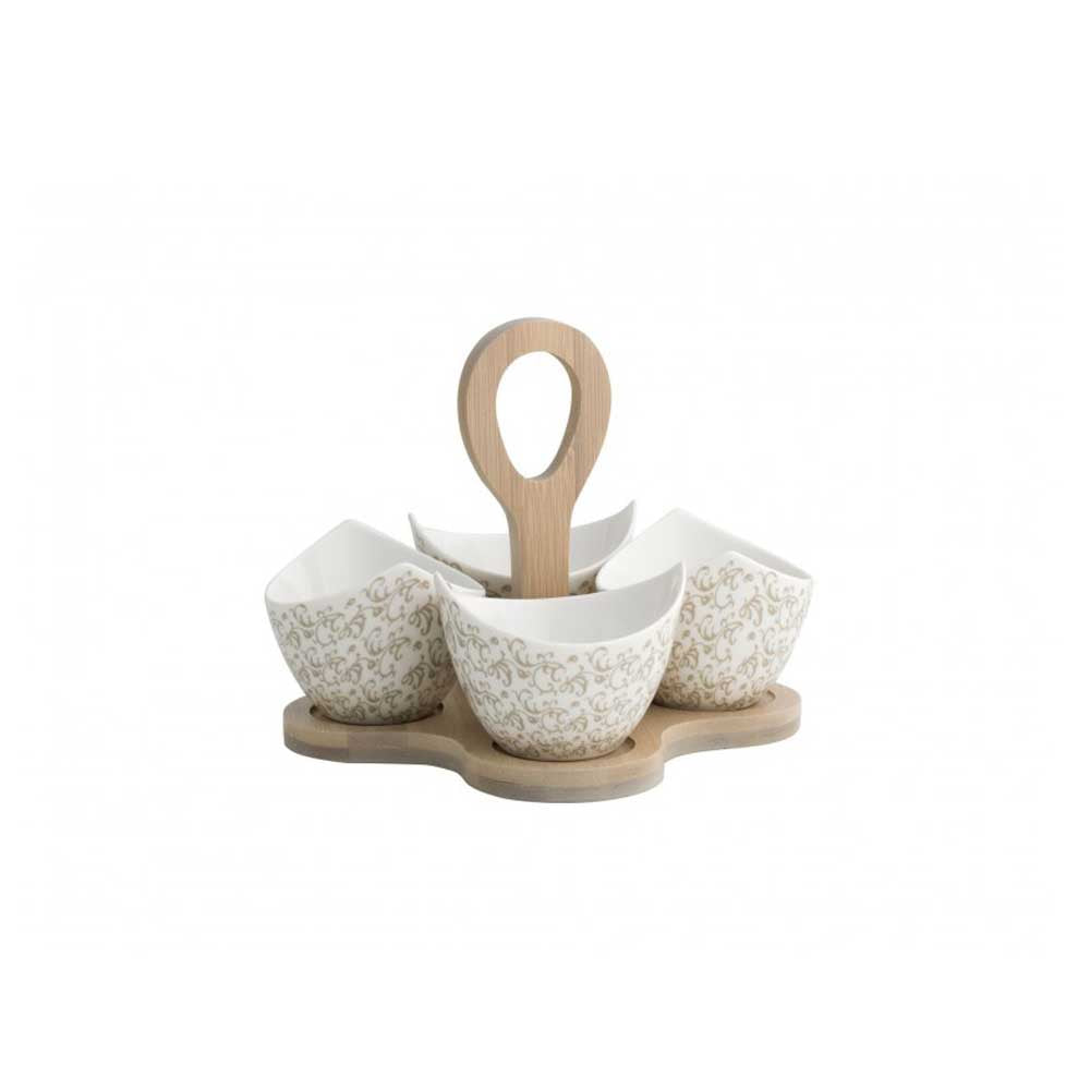 BRANDANI - Starter Plate 4 Pieces Fairy Curls Bamboo Porcelain 17x17x14cm