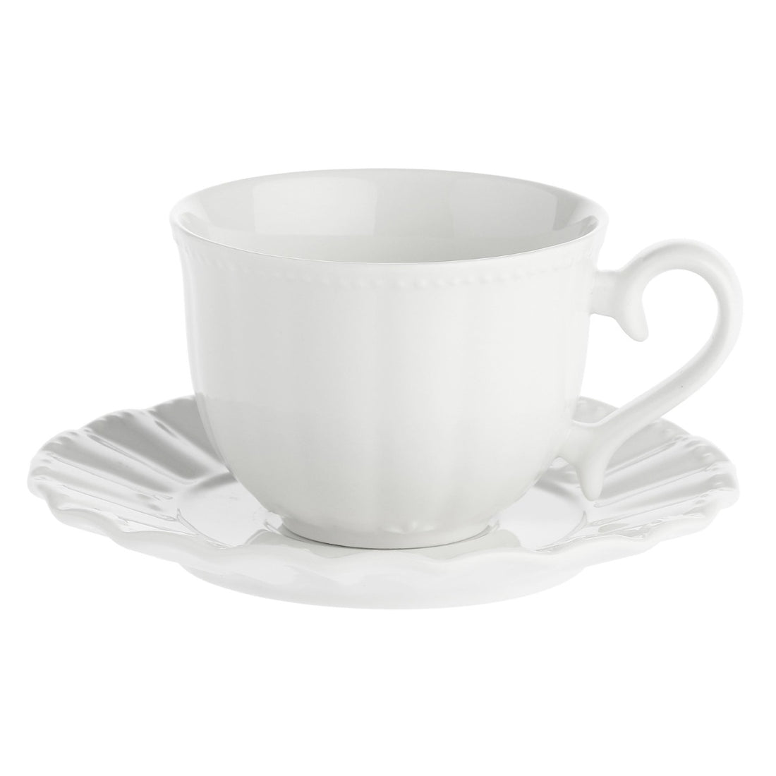 LA PORCELLANA BIANCA Ducale Set 6 Porcelain Tea Cups and Saucer 220ml White