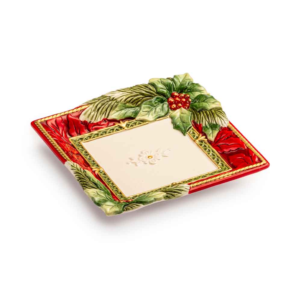 FITZ &amp; FLOYD - Piattino Ciotola Coppa Decorazione Natale 16x16cm Porcellana