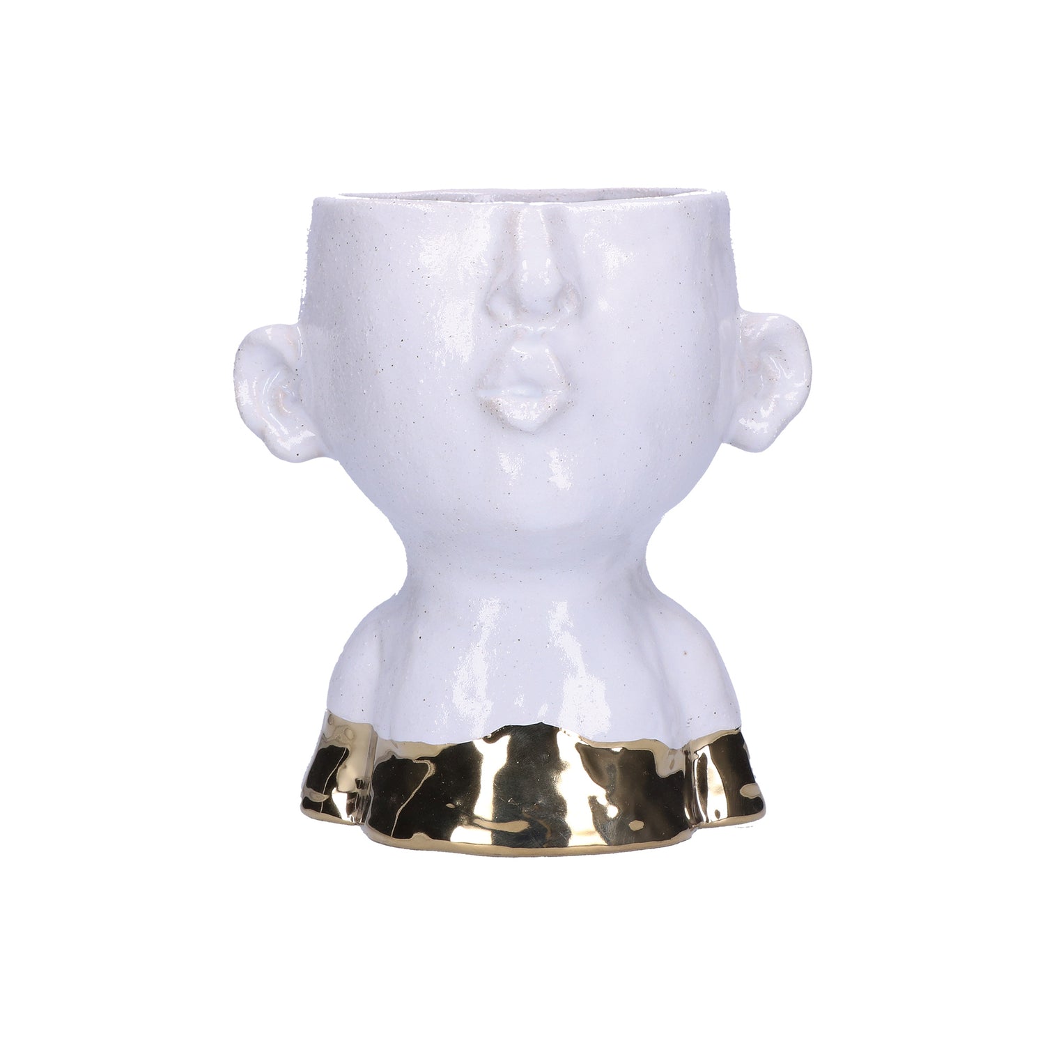 DOMESTIC RITUALS - EIofiscio Cachepot white gold vase holder 17cm