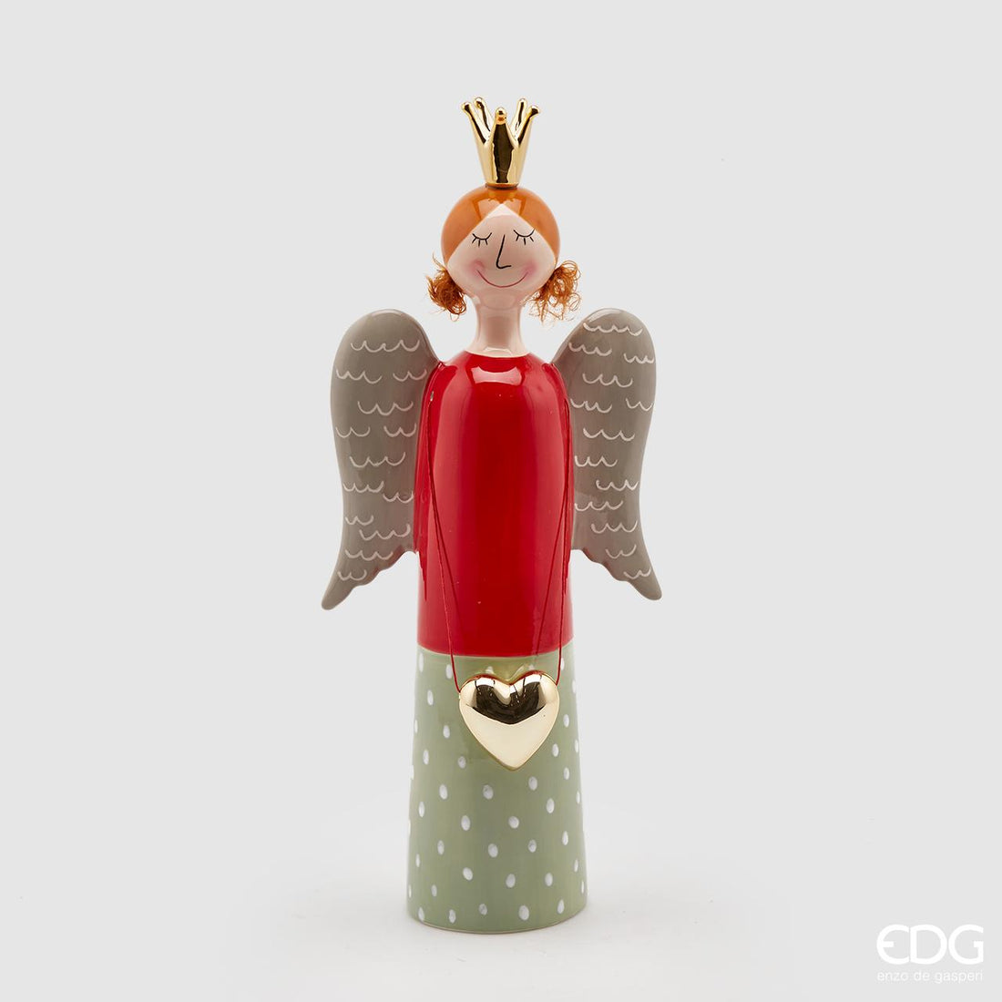 EDG Enzo De Gasperi Angel with Heart Christmas Decoration 40cm Ceramic 016749.74