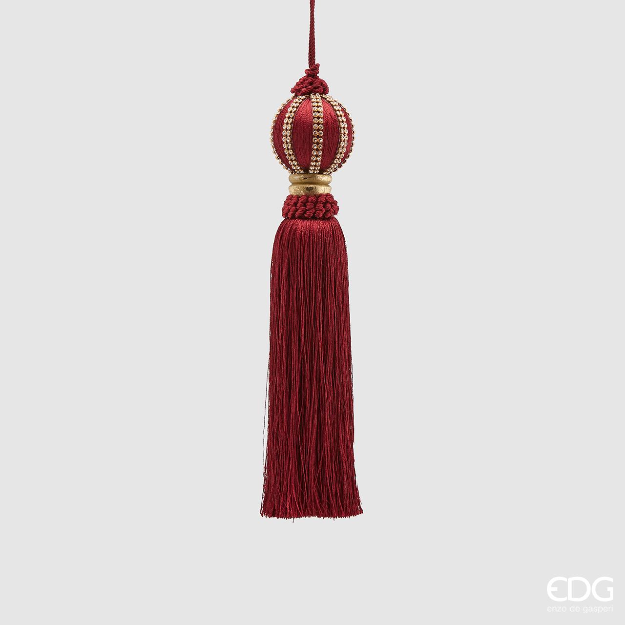 EDG Christmas Tree Decoration Sphere Tassel Ball 6cm Burgundy Silk 340269.48