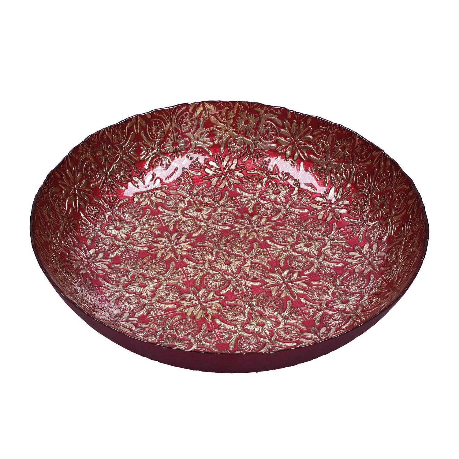 DOMESTIC RITUALS - Beatrice Centerpiece Red Gold Glass Bowl 40cm