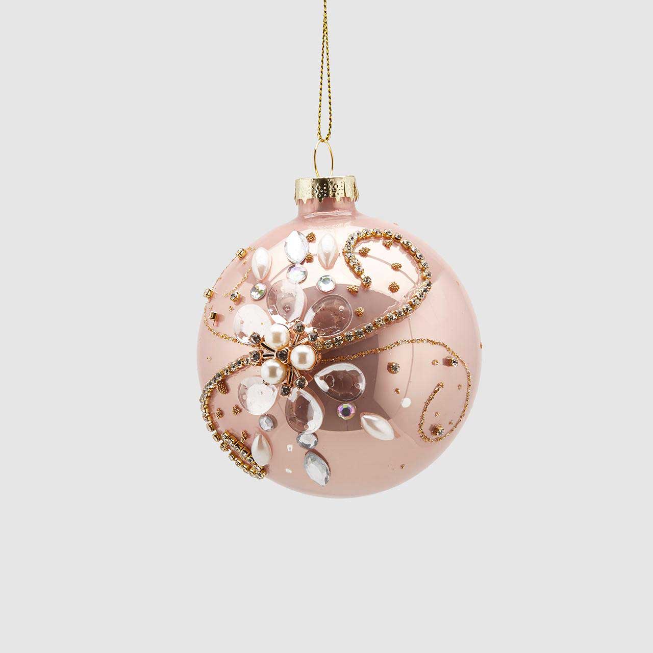 EDG Christmas Tree Decoration Sphere Ball Bauble 8cm Pink Glass 683678.50