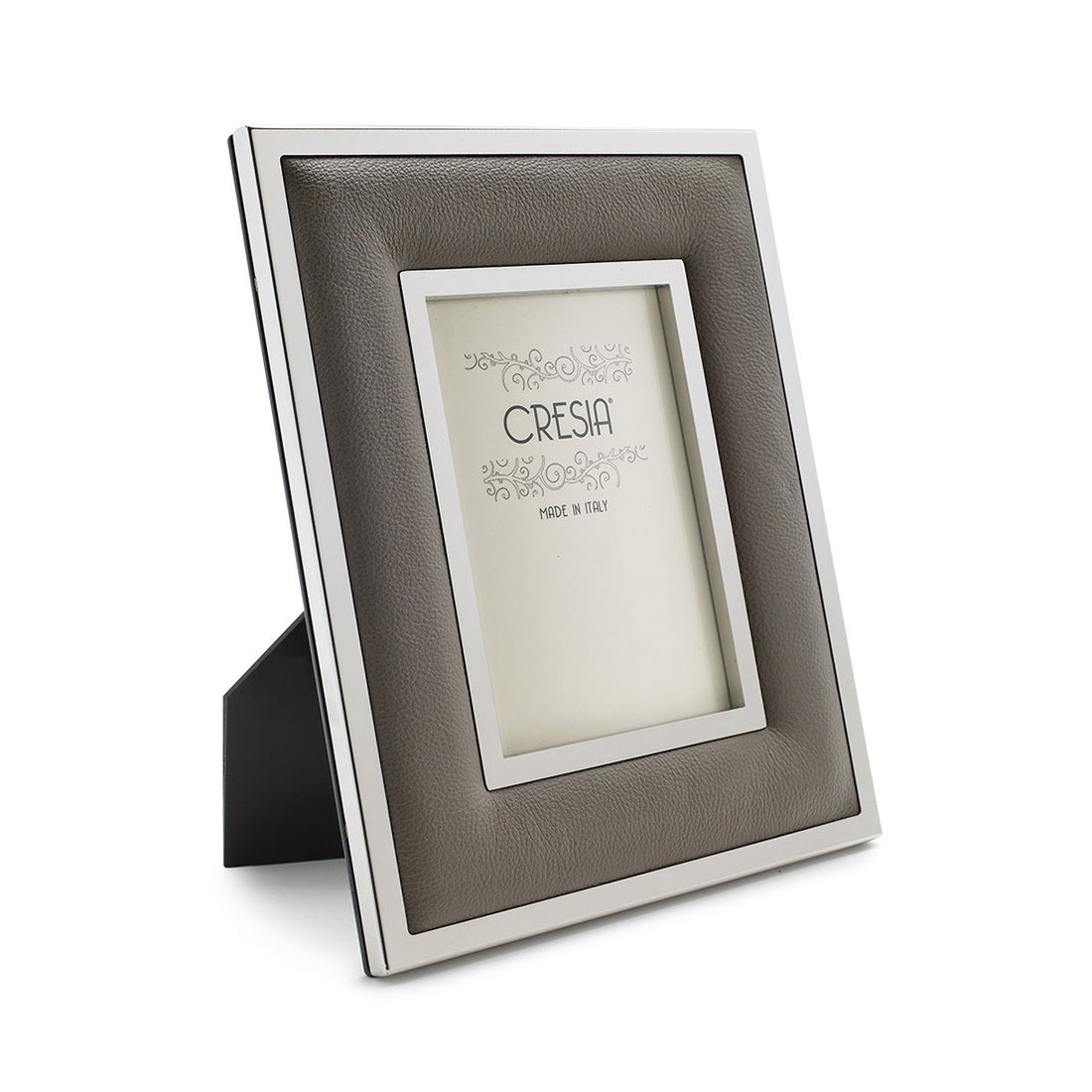 CRESIA Photo Frame in Steel and Genuine Leather 13x18cm Taupe