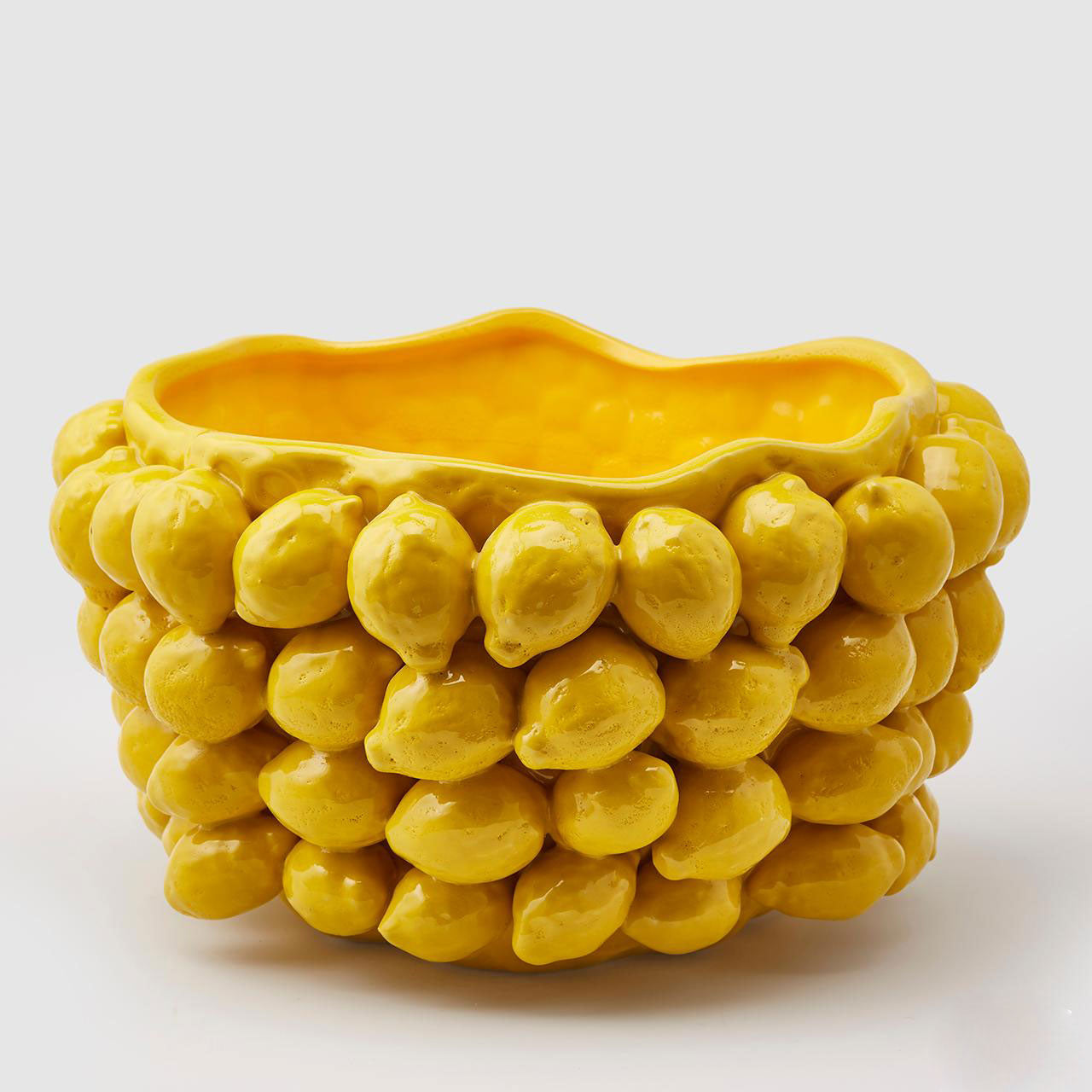 EDG Enzo De Gasperi Vase Chakra Lemons 42cm Yellow Ceramic