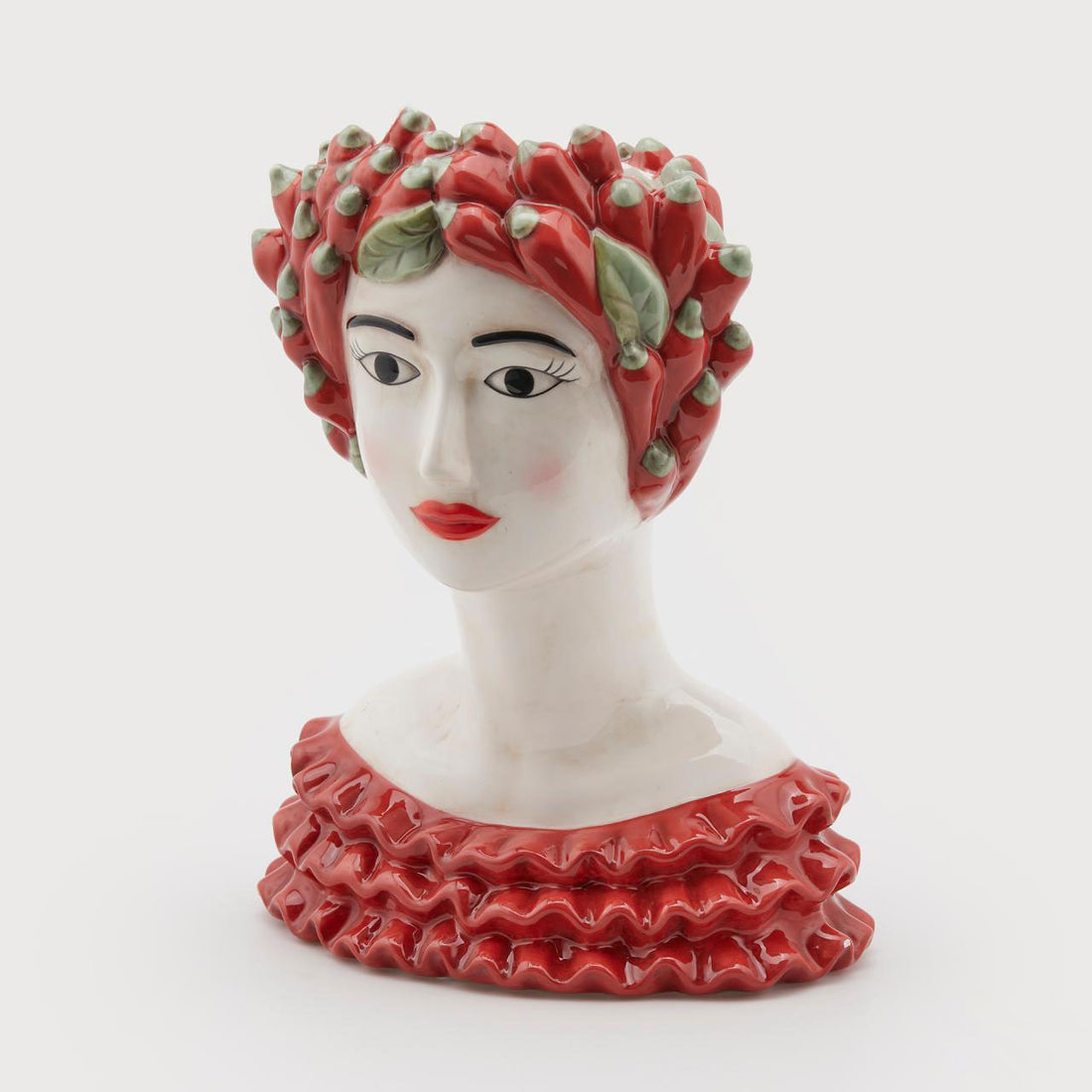 EDG Enzo De Gasperi Head Vase with Chilli Fruits 34cm Ceramic