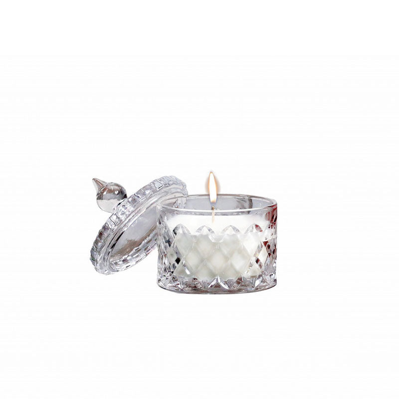 BRANDANI Candle in Glass Diamond Box Container 9x11cm Soy Wax