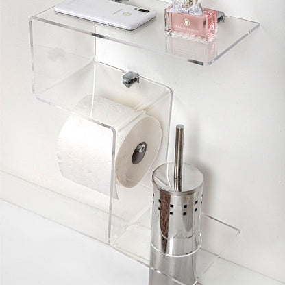 iPLEX Clio Shelf Roll Holder Shelf and Toilet Brush 38x30cm Transparent Made in Italy Plexiglas