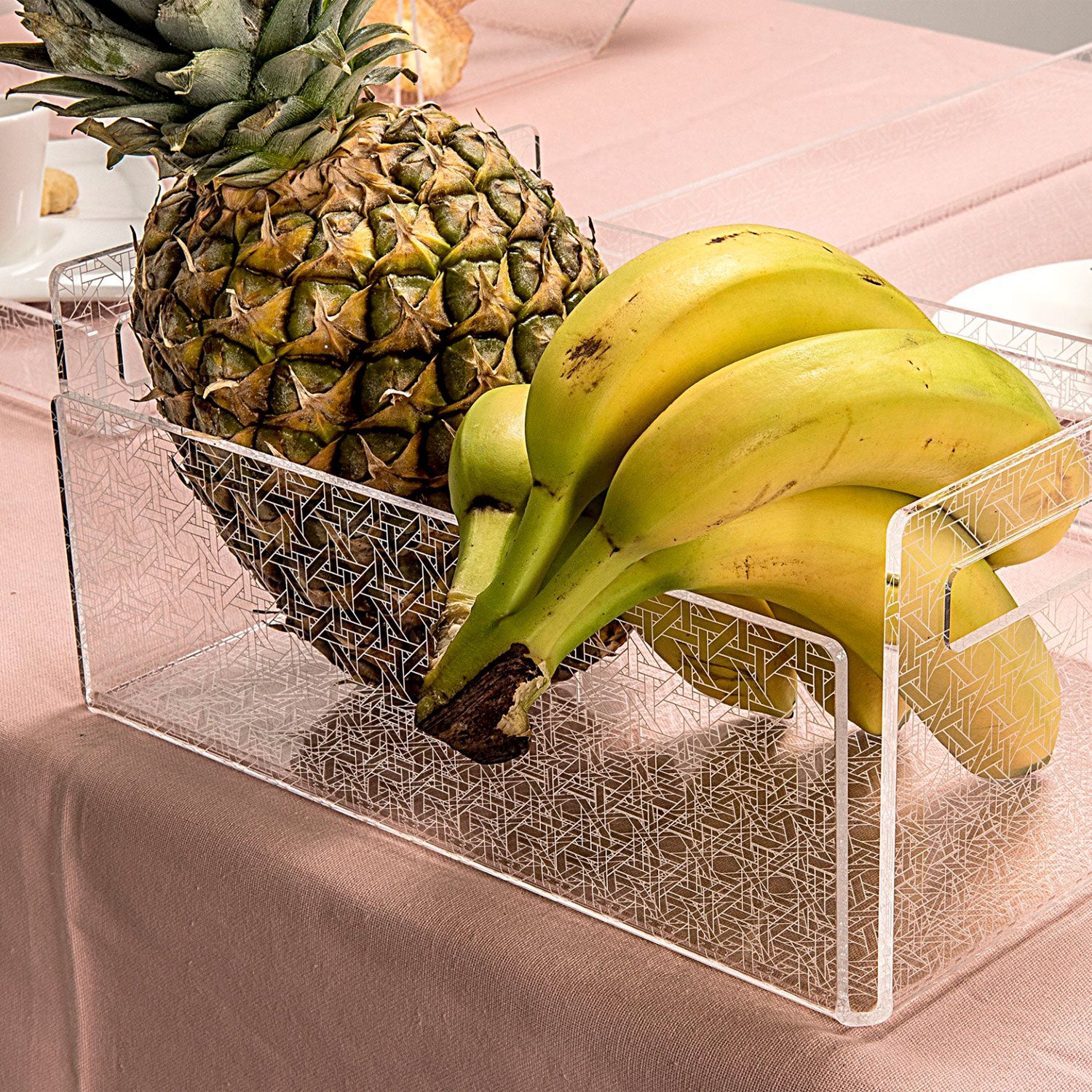 iPLEX Bon Ton Fruit Basket in Plexiglass 29x21cm Transparent Vienna Straw Made in Italy