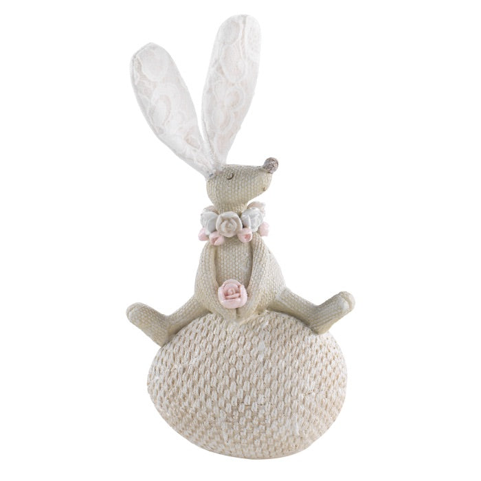 MASCAGNI CASA Rabbit Easter Bunny in Resin 18.5cm Easter Decoration