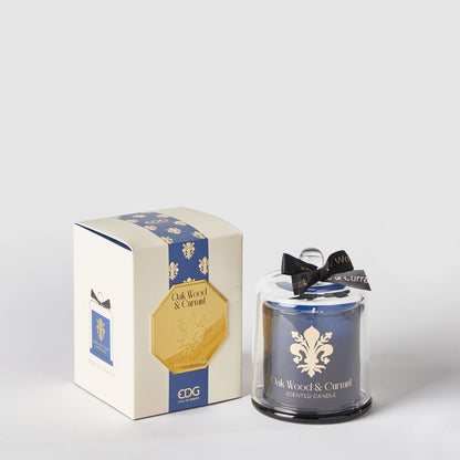 EDG Enzo De Gasperi Goldlily Candela con Cupola in Vetro 13cm Blu Legno di Quercia e Ribes